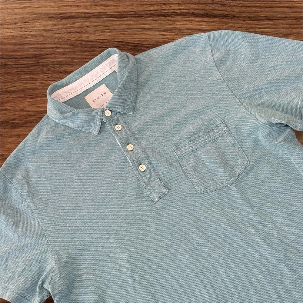 Billy‎ Reid Pensacola Polo Blue Men's Size Medium Organic Cotton